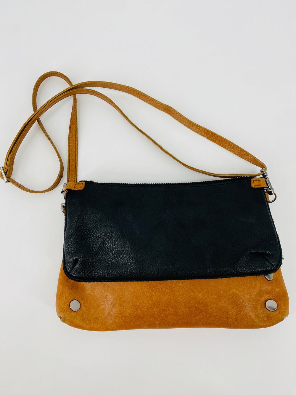 Hammitt Nathan black brown leather crossbody Saddle